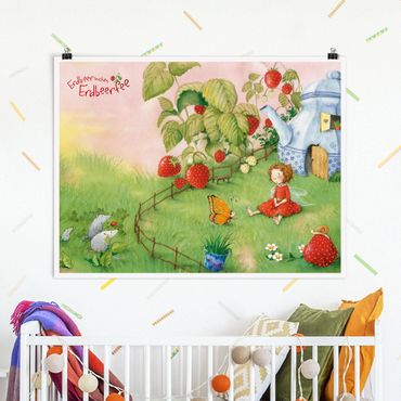 Poster - Erdbeerinchen Erdbeerfee - Im Garten - Querformat 3:4
