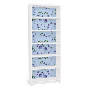 Möbelfolie für IKEA Billy Regal - Klebefolie Mille Fleurs Musterdesign Blau