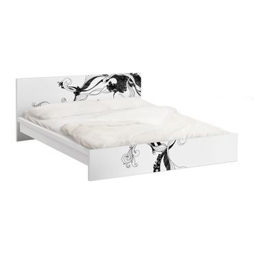 Möbelfolie für IKEA Malm Bett niedrig 160x200cm - Klebefolie Ranke in Tusche