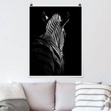 Poster - Dunkle Zebra Silhouette - Hochformat 3:4