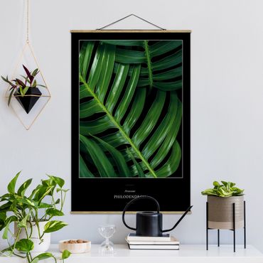 Stoffbild mit Posterleisten - Tropische Blätter Philodendron - Hochformat 2:3