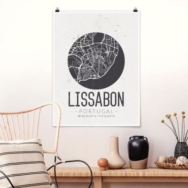 Poster - Stadtplan Lissabon - Retro - Hochformat 3:4