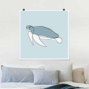 Poster - Schildkröte Line Art - Quadrat 1:1