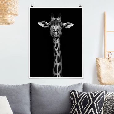 Poster - Dunkles Giraffen Portrait - Hochformat 3:4