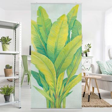 Raumteiler - Gelbgrüne Bananenblätter - 250x120cm