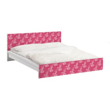 Möbelfolie für IKEA Malm Bett niedrig 180x200cm - Klebefolie Antikes Blumenmuster