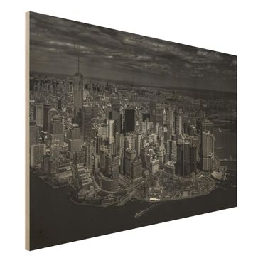 Holzbild - New York - Manhattan aus der Luft - Querformat 2:3