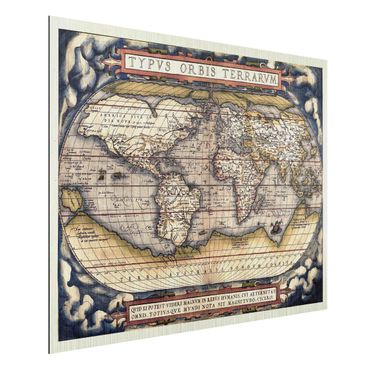 Aluminium Print gebürstet - Historische Weltkarte Typus Orbis Terrarum - Querformat 3:4