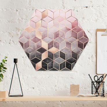 Hexagon Bild Forex - Rosa Grau goldene Geometrie