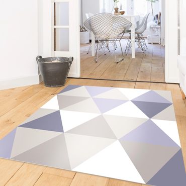 Vinyl-Teppich - Geometrisches Muster gekippte Dreiecke Flieder - Quadrat 1:1