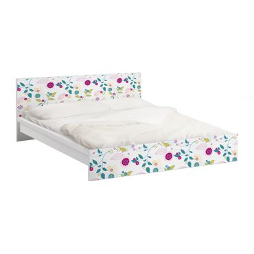 Möbelfolie für IKEA Malm Bett niedrig 140x200cm - Klebefolie Blumencocktail