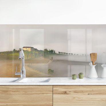 Küchenrückwand - Morgennebel in der Toskana