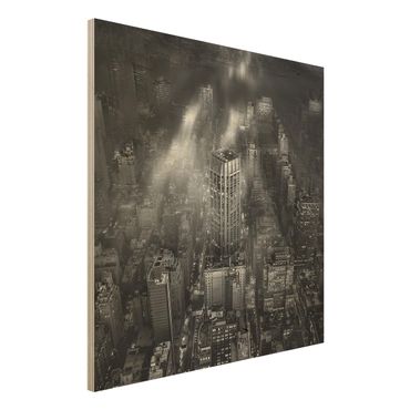 Holzbild - Sonnenlicht über New York City - Quadrat 1:1