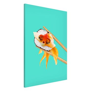 Magnettafel - Jonas Loose - Sushi mit Goldfisch - Memoboard Hochformat 3:2