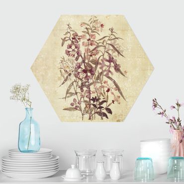 Hexagon Bild Forex - Vintage Florale Leinenoptik