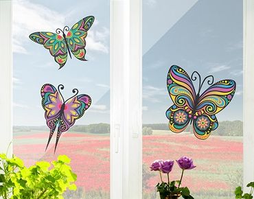 Fensterfolie - Fenstersticker No.BP23 Mandala Schmetterlinge - Fensterbilder