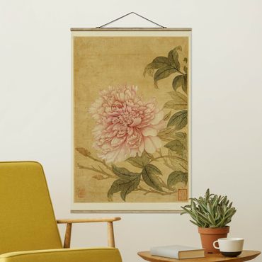 Stoffbild mit Posterleisten - Yun Shouping - Chrysantheme - Hochformat 2:3
