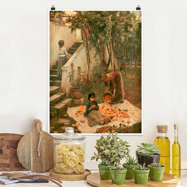 Poster - John William Waterhouse - Die Orangenpflücker - Hochformat 3:4