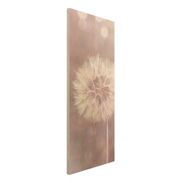 Holzbild - Pusteblume Bokeh rosa - Panel