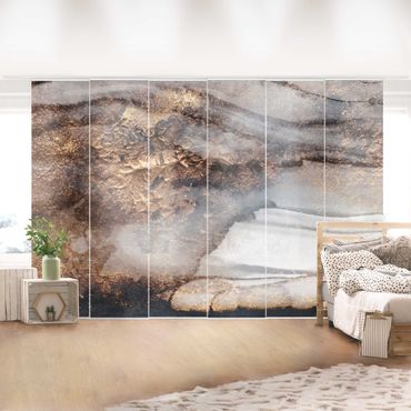 Schiebegardinen Set - Elisabeth Fredriksson - Goldener Marmor gemalt - 6 Flächenvorhänge