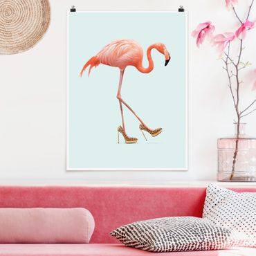 Poster - Jonas Loose - Flamingo mit High Heels - Hochformat 4:3
