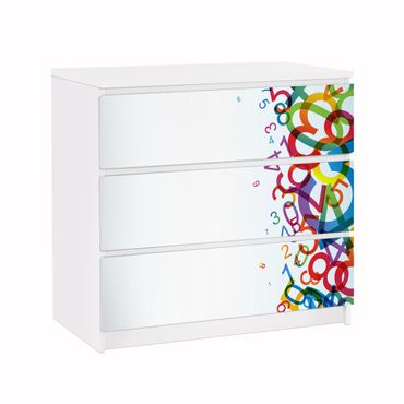 Möbelfolie für IKEA Malm Kommode - Klebefolie Colourful Numbers