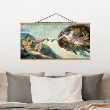 Stoffbild mit Posterleisten - Michelangelo - Sixtinischen Kapelle - Querformat 2:1