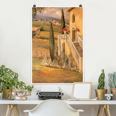 Poster - Italienische Landschaft - Haustreppe - Hochformat 3:2
