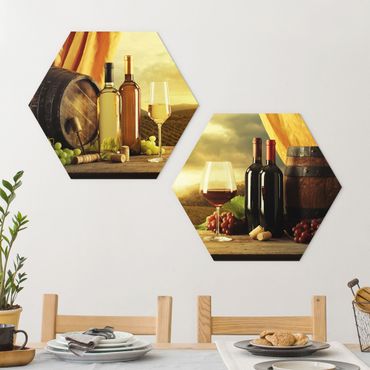 Hexagon Bild Forex 2-teilig - Wein mit Ausblick