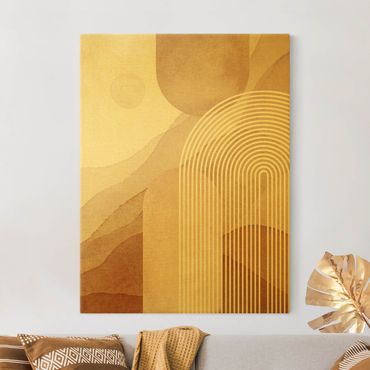Leinwandbild Gold - Geometrische Formen - Regenbogenlandschaft - Hochformat 4:3