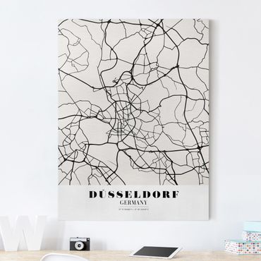 Leinwandbild - Stadtplan Düsseldorf - Klassik - Hochformat 4:3