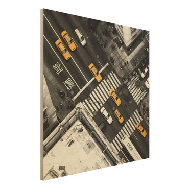 Holzbild - New York City Cabs - Quadrat 1:1