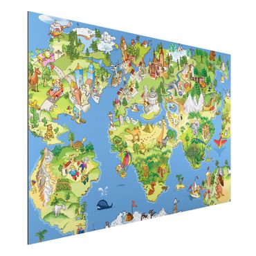 Alu-Dibond Bild - Great and Funny Worldmap