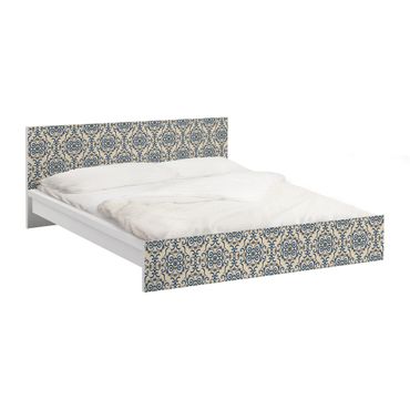 Möbelfolie für IKEA Malm Bett niedrig 180x200cm - Klebefolie Spitzen Ornament in Beige