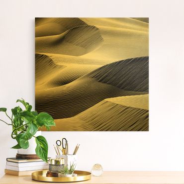 Leinwandbild Gold - Wellenmuster im Wüstensand - Quadrat 1:1