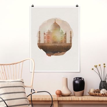 Poster - Wasserfarben - Taj Mahal - Hochformat 4:3
