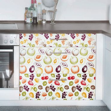 Möbelfolie Küche - 3 handgezeichnete Früchte Muster