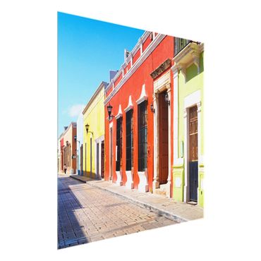 Glasbild - Farbige Häuserfronten - Quadrat 1:1