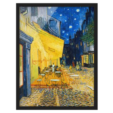 Bild mit Rahmen - Vincent van Gogh - Café-Terrasse in Arles - Hochformat 3:4