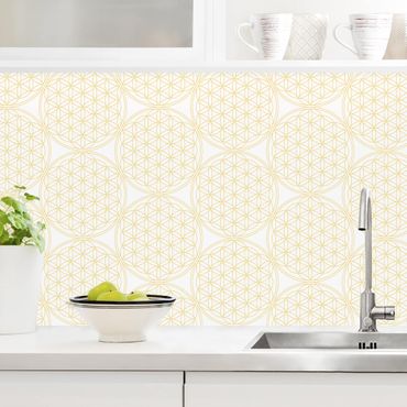 Küchenrückwand - Blume des Lebens Pattern gold