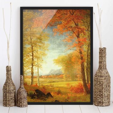Bild mit Rahmen - Albert Bierstadt - Herbst in Oneida County, New York - Hochformat 4:3