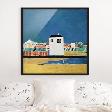 Bild mit Rahmen - Kasimir Malewitsch - Landschaft mit weißem Haus - Quadrat 1:1