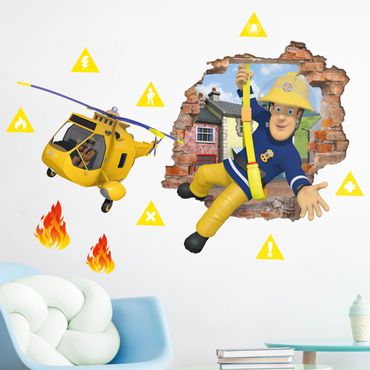 Wandtattoo - 3D Feuerwehrmann Sam - bringt dich in Sicherheit