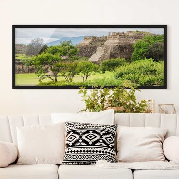 Bild mit Rahmen - Pyramide von Monte Alban - Panorama Querformat
