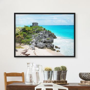 Bild mit Rahmen - Karibikküste Tulum Ruinen - Querformat 3:4