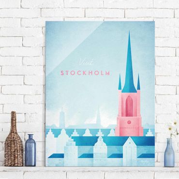 Glasbild - Reiseposter - Stockholm - Hochformat 4:3