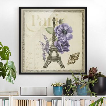 Bild mit Rahmen - Paris Collage Eiffelturm - Quadrat 1:1