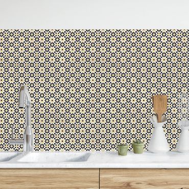 Küchenrückwand - Orientalisches Muster mit goldenen Blüten