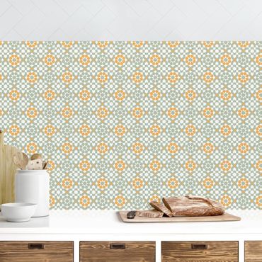 Küchenrückwand - Orientalisches Muster mit gelben Blüten