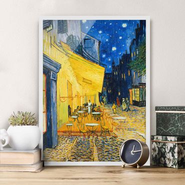 Bild mit Rahmen - Vincent van Gogh - Café-Terrasse in Arles - 30cm x 40cm - Weiß